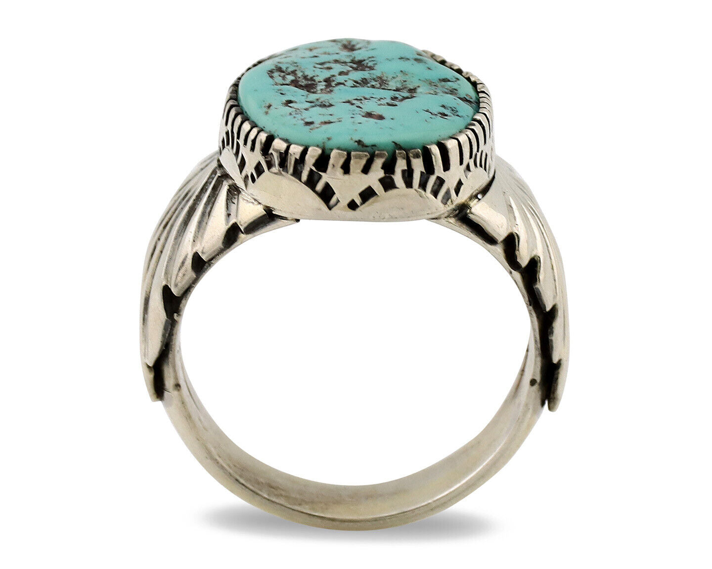 Navajo Ring .925 Silver Sleeping Beauty Turquoise Artist Signed DK C.80's