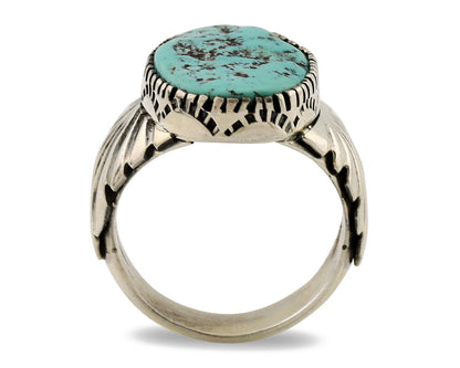 Navajo Ring .925 Silver Sleeping Beauty Turquoise Artist Signed DK C.80's