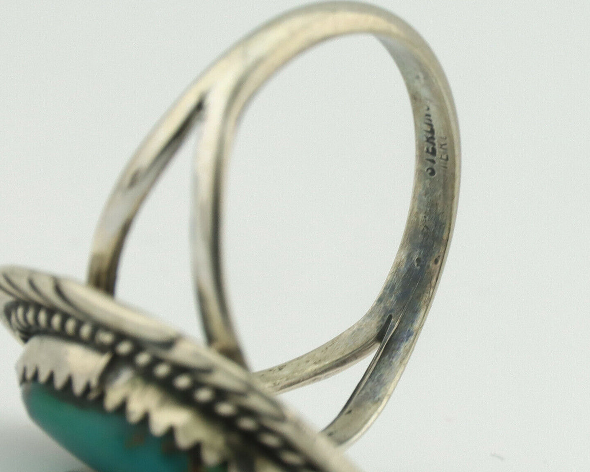 Navajo Ring .925 Silver Natural Turquoise Native American Artist C.1980's