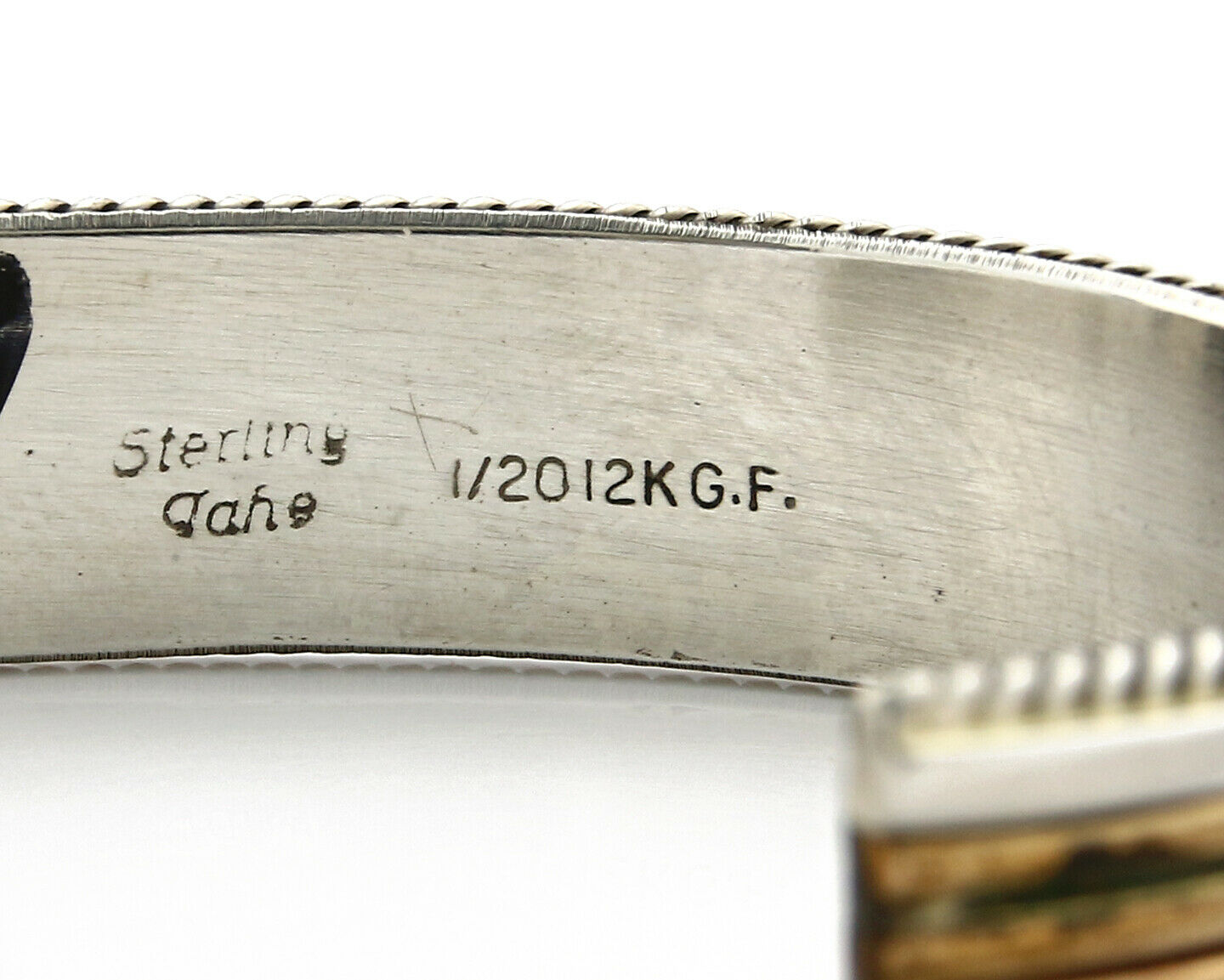 Navajo Bracelet SOLID .925 Silver & 12K Gold Filled Signed Artist TAHE C1980's