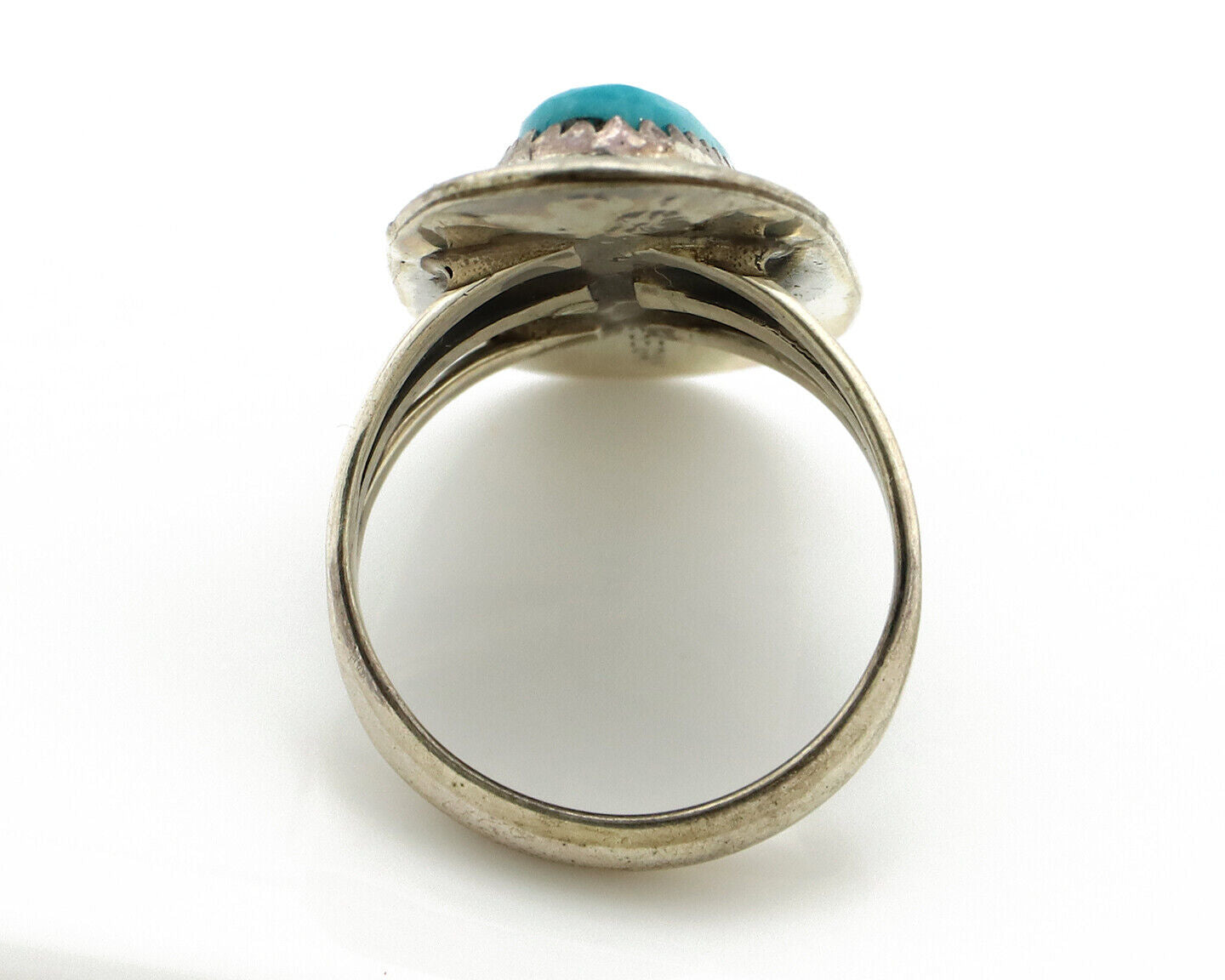 Navajo Ring 925 Silver Turquoise Mountain Artist Signed M Begay C.80's