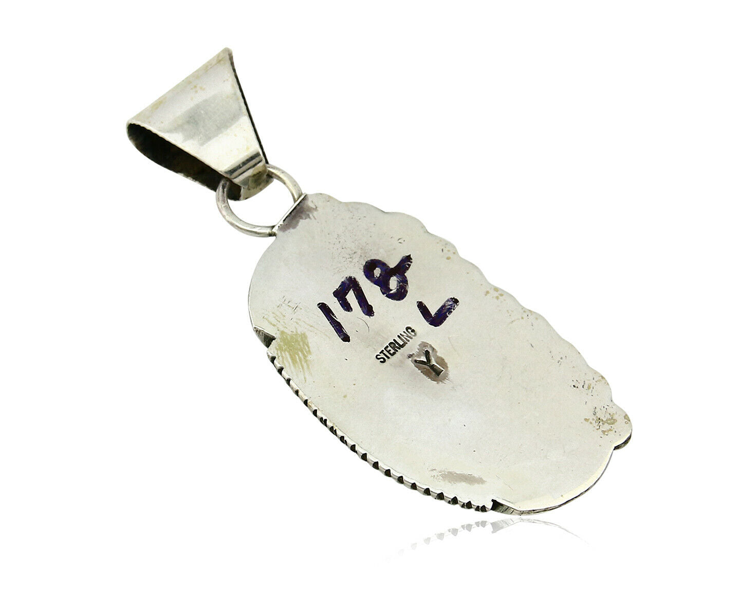 Navajo Turquoise Pendant .925 Silver Artist Signed Yazzie C.90's