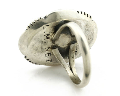 Navajo Ring .925 Silver Spiderweb Turquoise Artist Signed L. M. Nez C80s