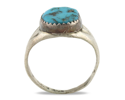 Zuni Ring .925 Silver Natural Blue Turquoise Native American Artist C.1980's