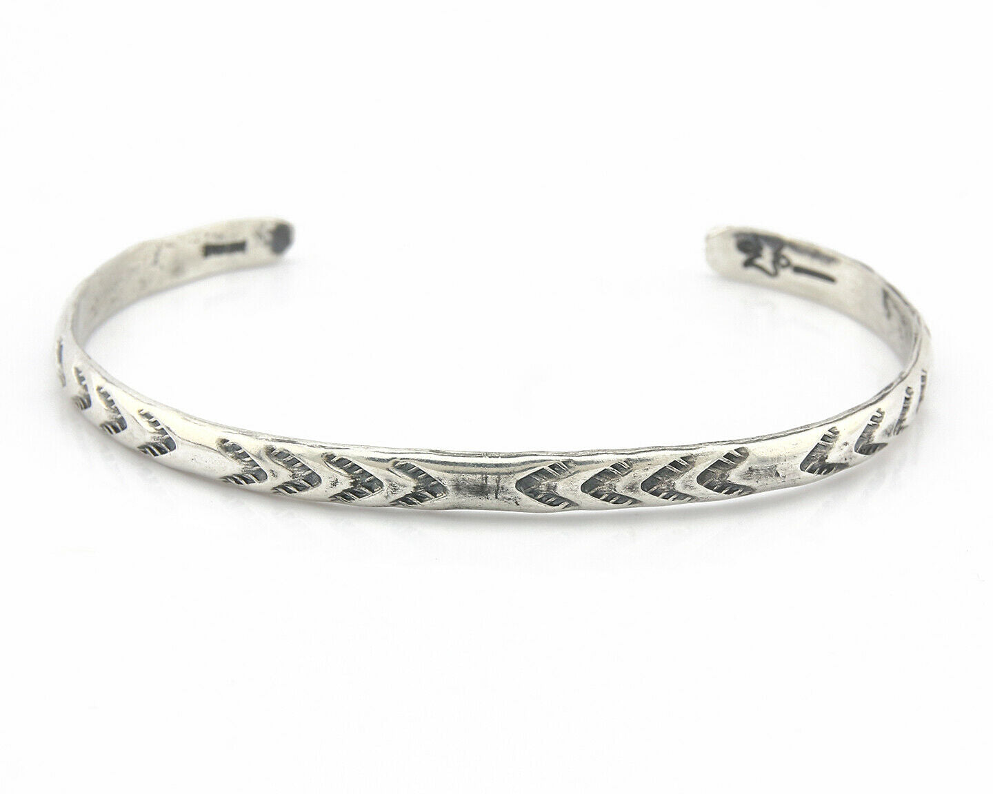 Navajo Bracelet .925 Silver Hand Stamped Arrow Head Artist I Montoya C.80's