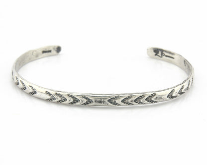 Navajo Bracelet .925 Silver Hand Stamped Arrow Head Artist I Montoya C.80's