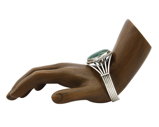 Women's Navajo Bracelet .925 Silver Natural Mined Malachite Native American C90s