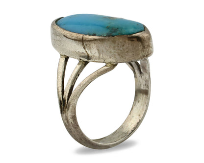 Navajo Ring .925 Silver Arizona Turquoise Native American Artist C80s