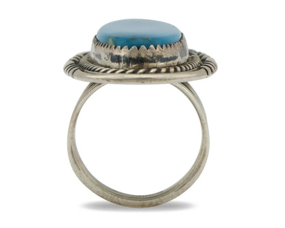 Navajo Ring 925 Silver Natural Blue Turquoise Artist Signed M Begay C.80s