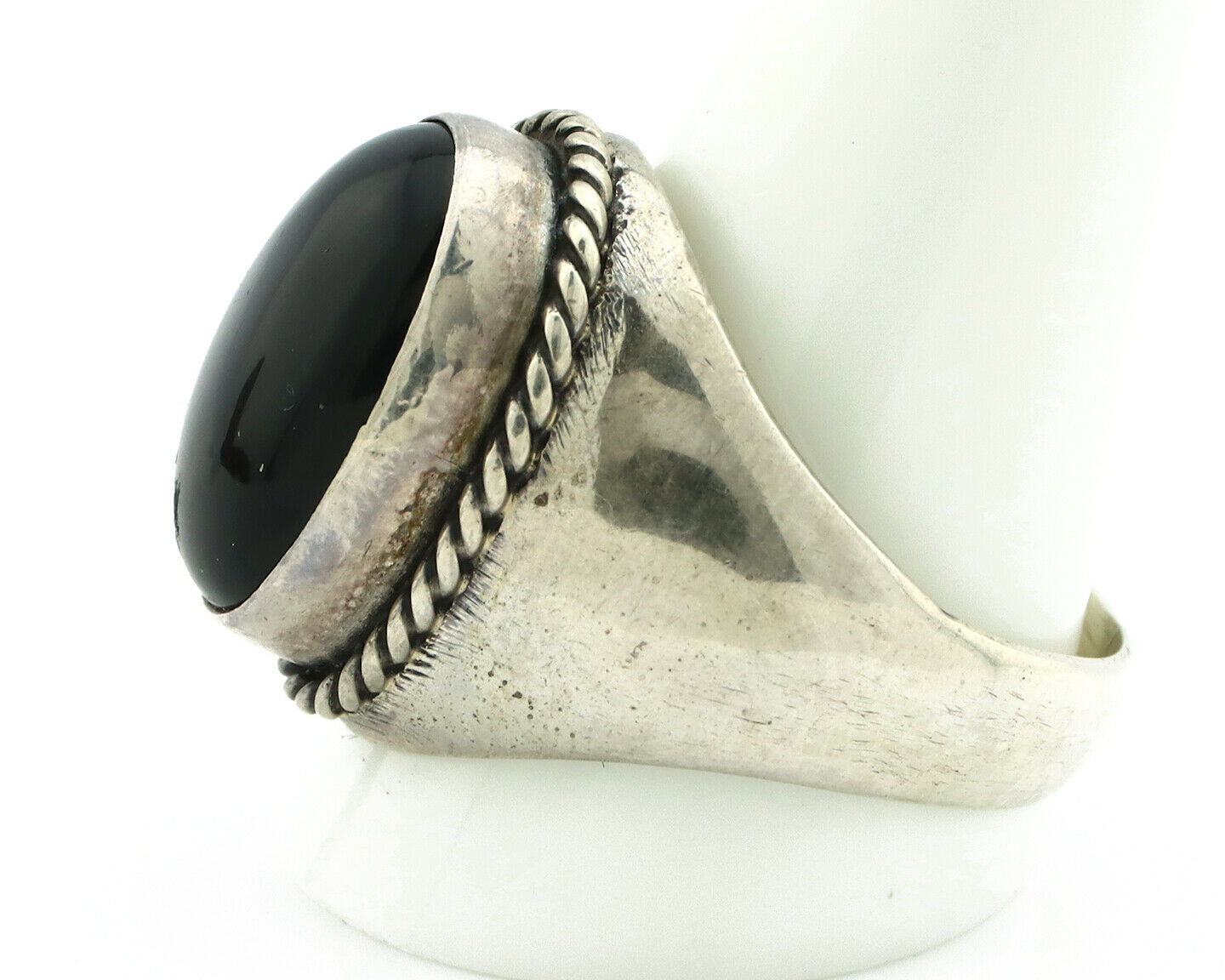 Navajo Ring .925 Silver Handmade Black Onyx Native American Artist C.80's