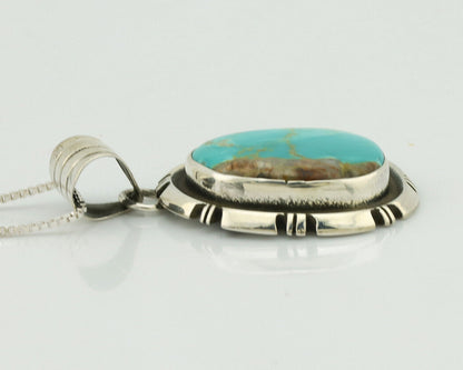 Navajo Necklace .925 Silver Kingman Turquoise Native American Artist C.1980's