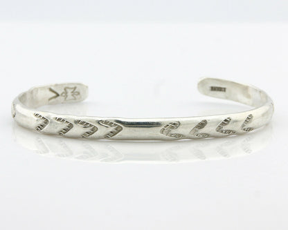 Navajo Bracelet .925 Silver Hand Stamped Arrow Head Artist I Montoya C.80's