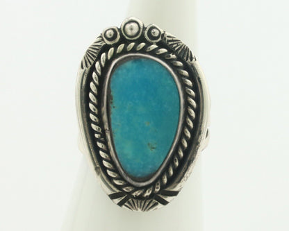 Navajo Ring .925 Silver Natural Blue Turquoise Native American Artist C.80's