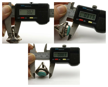 Navajo Ring .925 Silver Blue Turquoise Artist Signed Gecko C.1980's