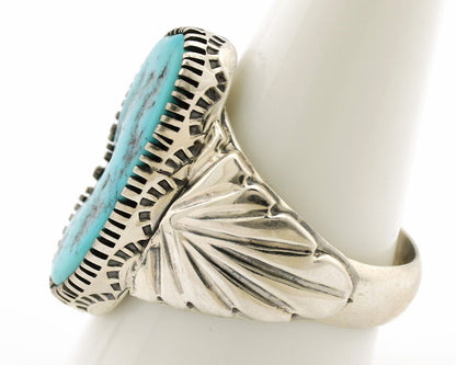 Navajo Ring .925 Silver Sleeping Beauty Turquoise Artist Signed DK C.80's