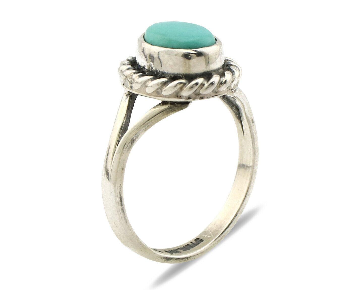 Navajo Ring .925 Silver Kingman Turquoise Artist Signed Gecko C.90's