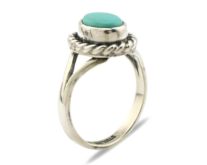 Navajo Ring .925 Silver Kingman Turquoise Artist Signed Gecko C.90's