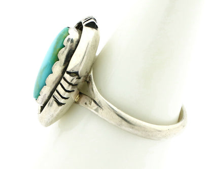 Navajo Ring .925 Silver Kingman Turquoise Handmade Native American Artist C80s