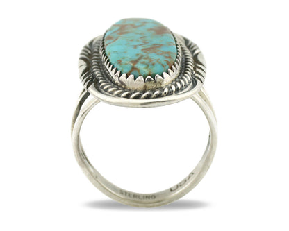 Navajo Ring 925 Silver Natural Blue Turquoise Artist Signed USA C.80's