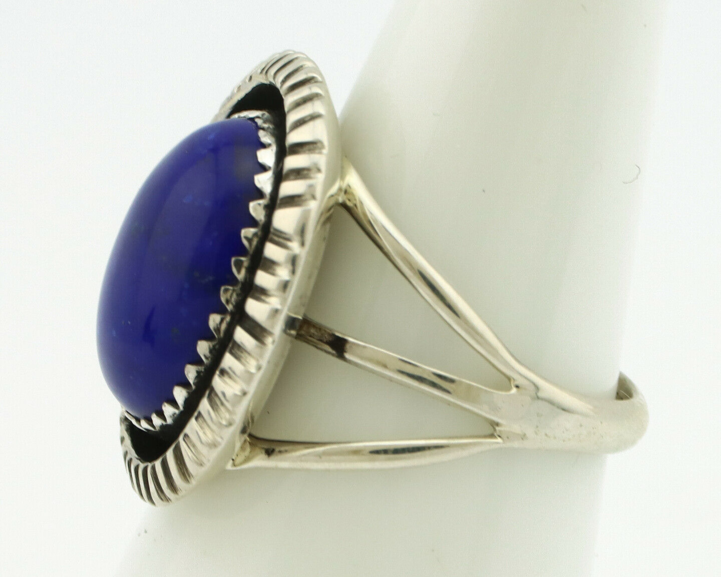 Navajo Ring .925 Silver Natural Lapis Lazuli Native American Artist C.80's
