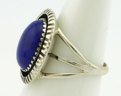 Navajo Ring .925 Silver Natural Lapis Lazuli Native American Artist C.80's