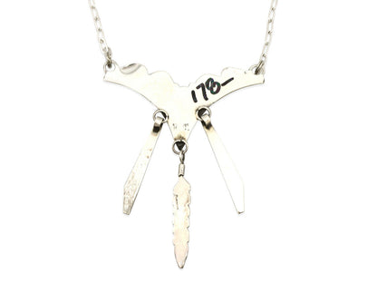 Navajo Necklace .925 Silver Sleeping Beauty Turquoise Signed MC C.80's