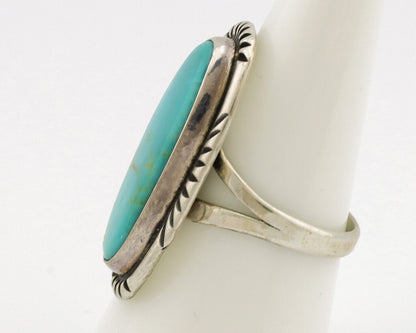 Navajo Ring .925 Silver Nevada Turquoise Native American Artist C.1980's