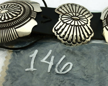 Navajo Concho Belt .925 Silver Old Pawn Native American Handmade C.80's