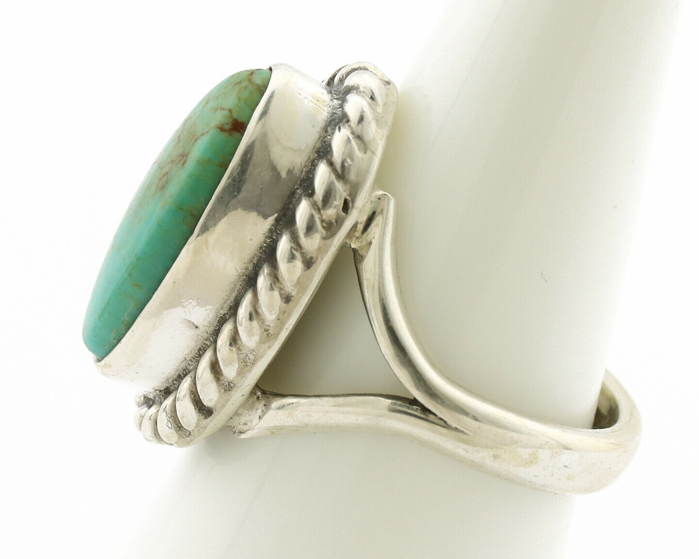 Navajo Ring .925 Silver Natural Mined Turquoise Artist Signed Gecko C.80's