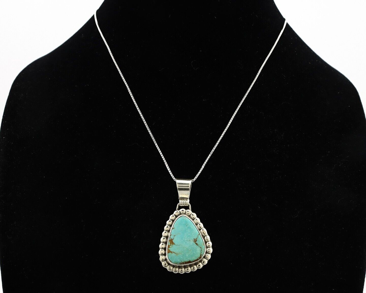 Navajo Necklace 925 Silver Arizona Turquoise Native American Artist Signed C80's