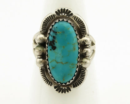 Navajo Ring .925 Silver Kingman Turquoise Artist Signed A C.1980's