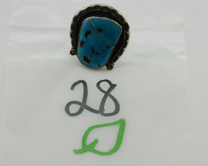 Navajo Horse Shoe Ring 925 Silver Bisbee Turquoise Native Artist C.80's