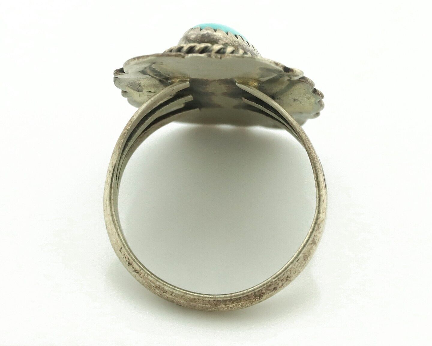 Navajo Ring 925 Silver Blue Turquoise Native American Artist C.80's