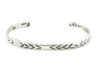 Navajo Bracelet .925 Silver Hand Stamped Arrow Head Artist I Montoya C.80's