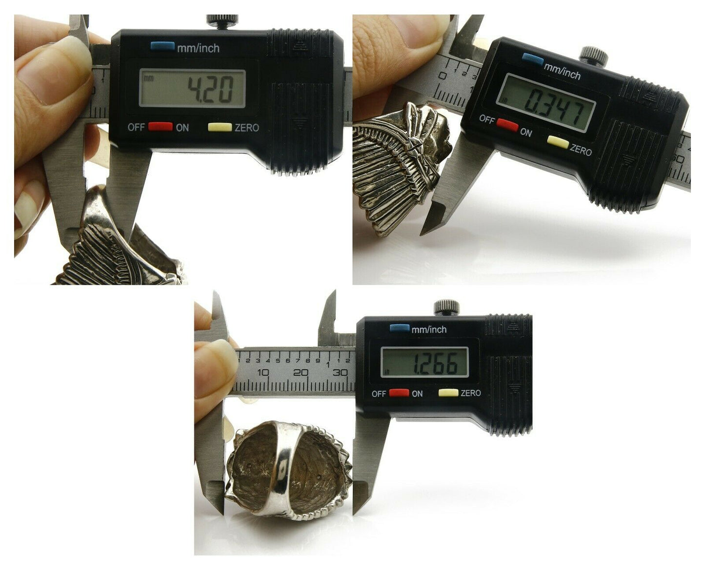 Navajo Indian War Chief Artist IT Ring .925 SOLID Sterling Silver C.80's Size 11