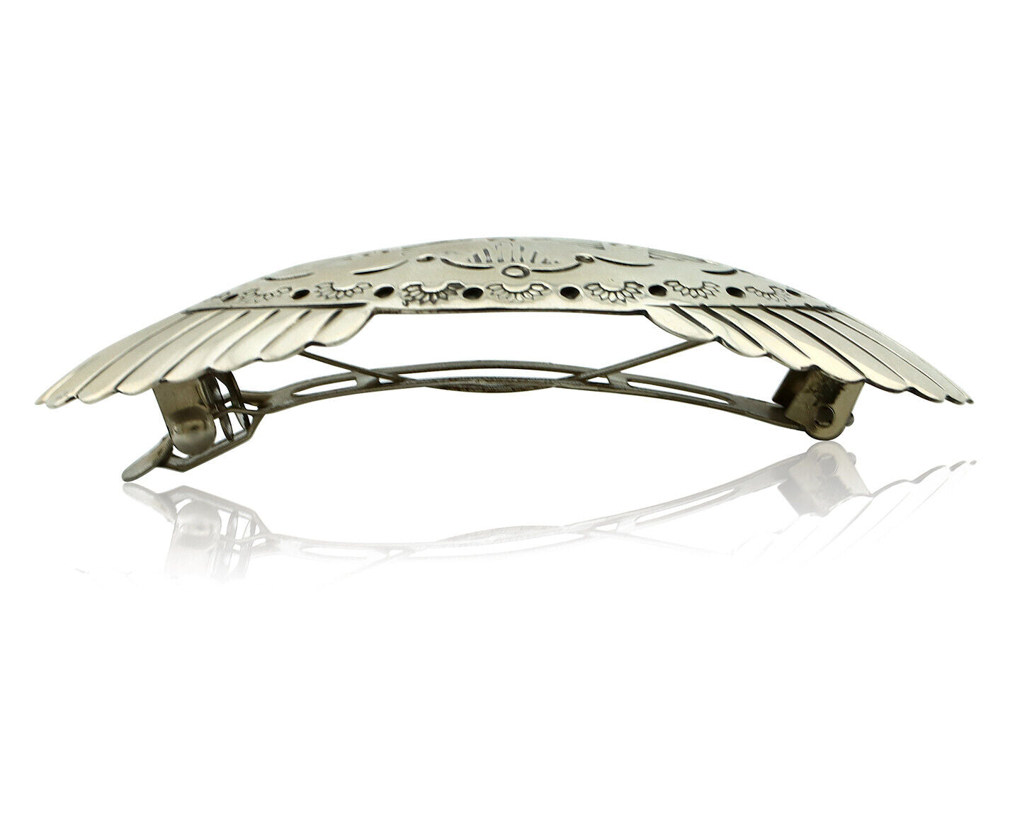 Women's Navajo Hair Clip Barrette .925 Silver Hand Stamped Artist C Montoya C80s