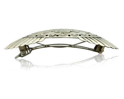 Women's Navajo Hair Clip Barrette .925 Silver Hand Stamped Artist C Montoya C80s
