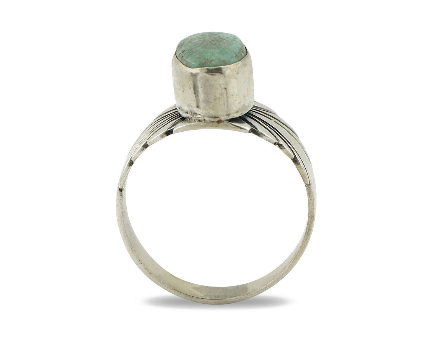 Navajo Ring .925 Silver Kingman Turquoise Artist Signed Apache C.80's