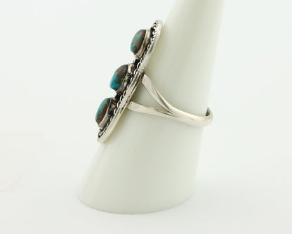 Navajo Ring .925 Silver Natural Blue Turquoise Native American Artist C.80's