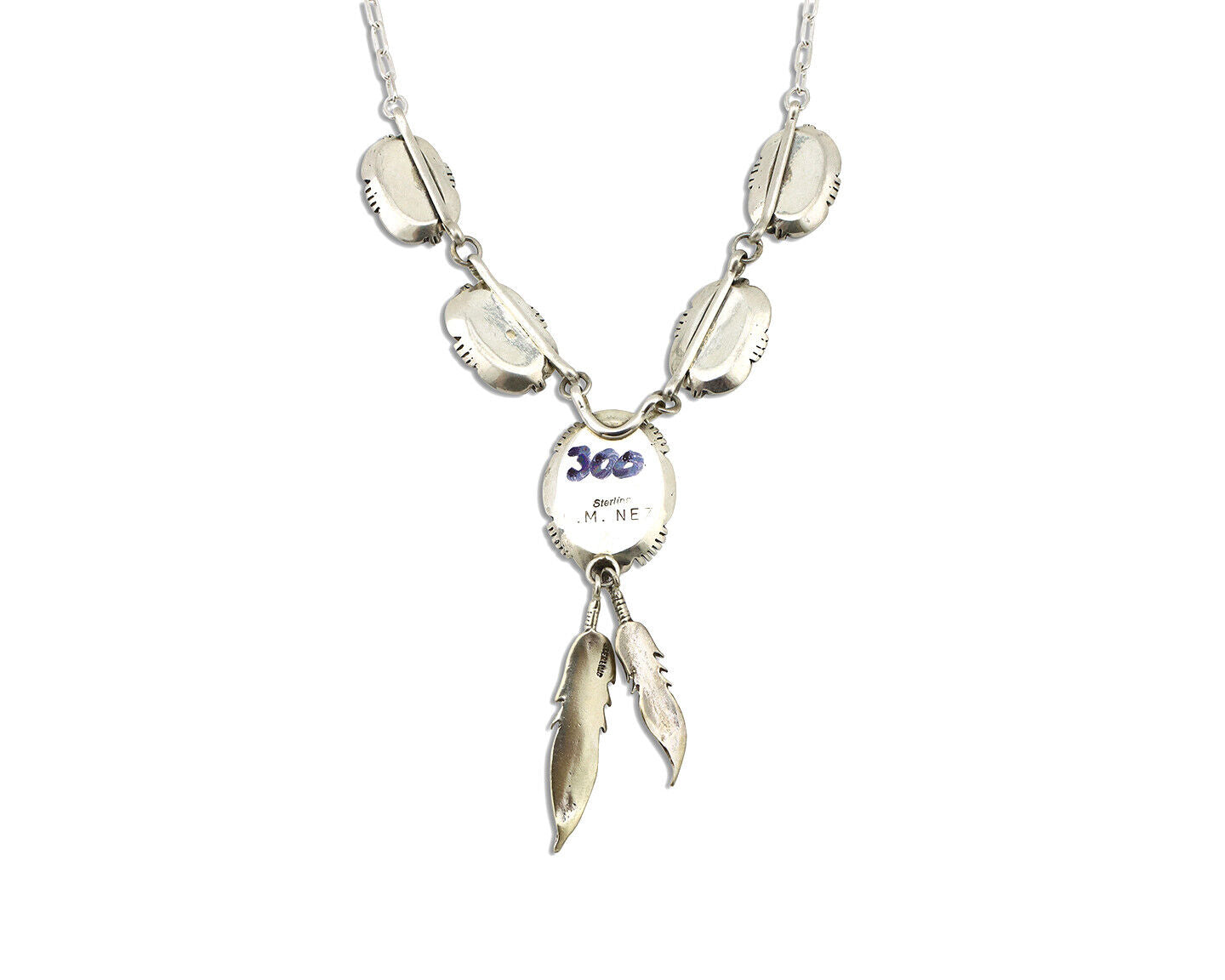 Navajo Necklace 925 Silver Spiny Oyster Artist Signed LM NEZ C.80's