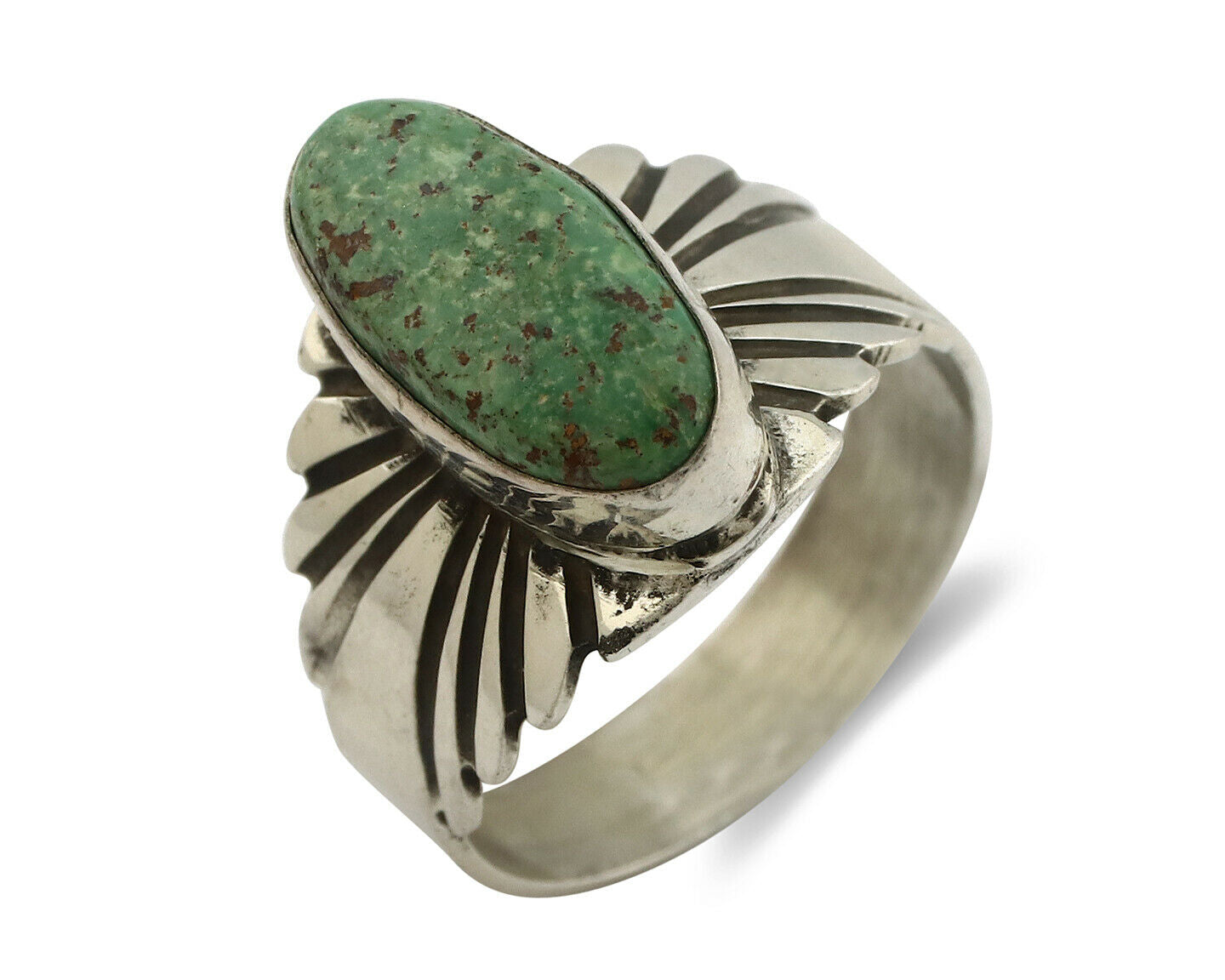 Navajo Ring .925 Silver Blue Green Arizona Turquoise Artist Signed Apache C.80's