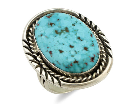 Navajo Ring 925 Silver Morenci Turquoise Signed Lee Bennett C.80's