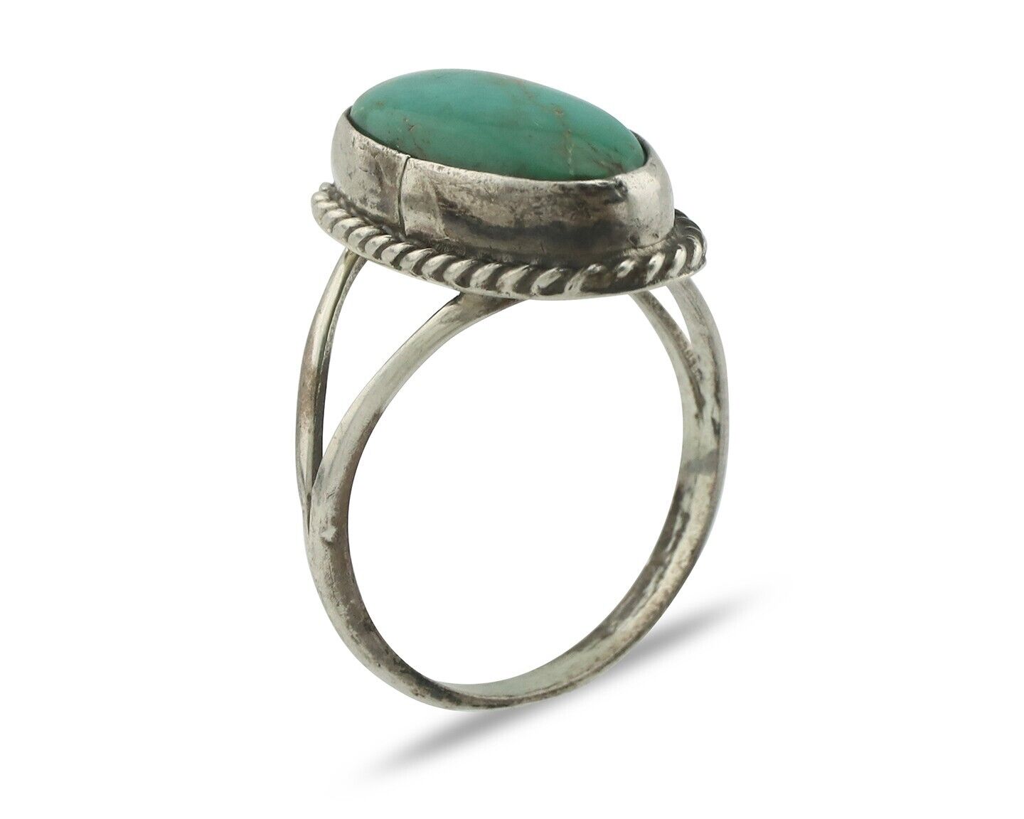 Navajo Handmade Ring 925 Silver Kingman Turquoise Signed M Montoya C.80's