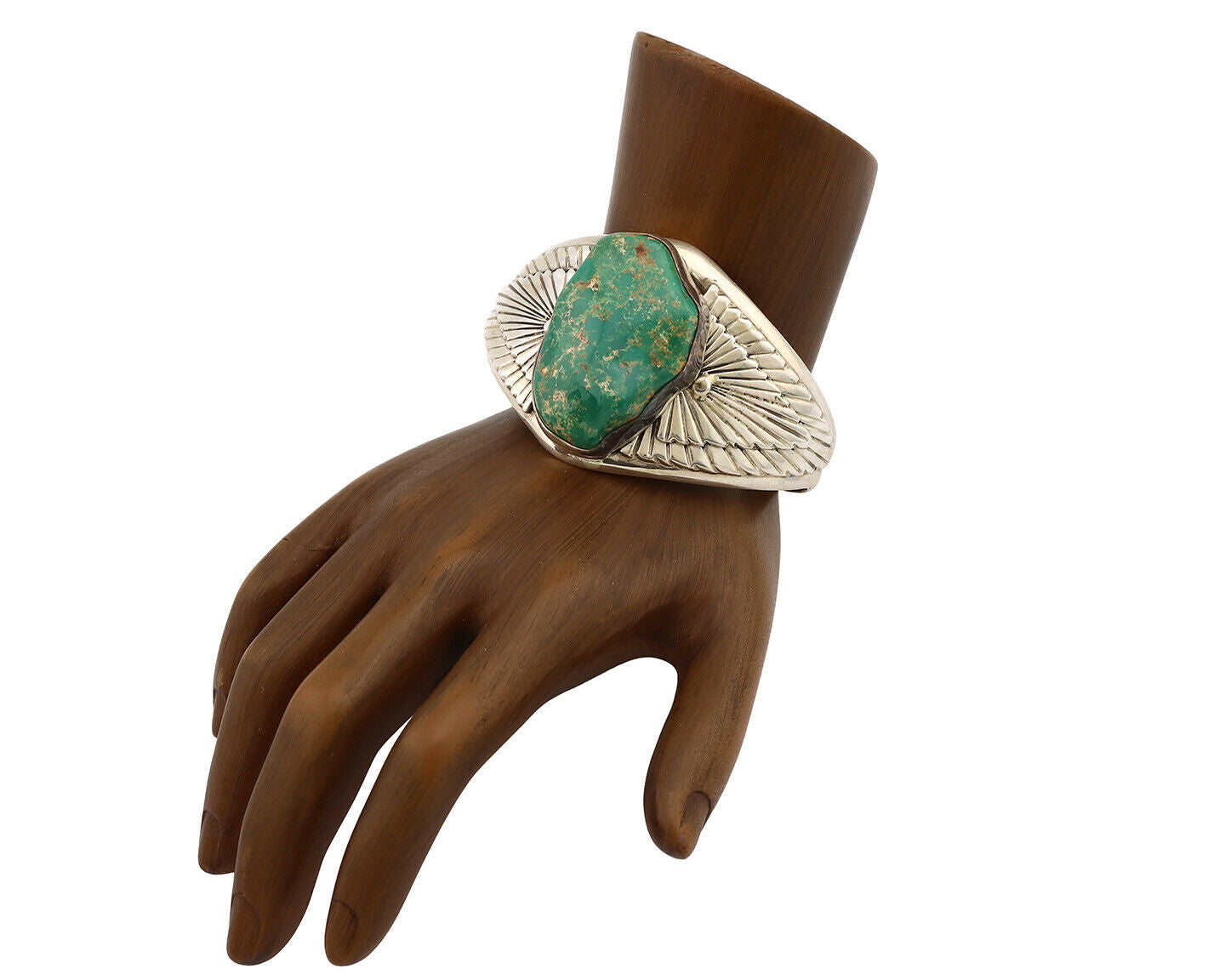 Navajo Cuff Bracelet .925 Silver Blue Green Turquoise Signed Tom Willeto C.80's