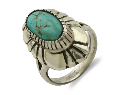 Navajo Ring .925 Silver Natural Mined Turquoise Artist Signed M Montoya C.80's