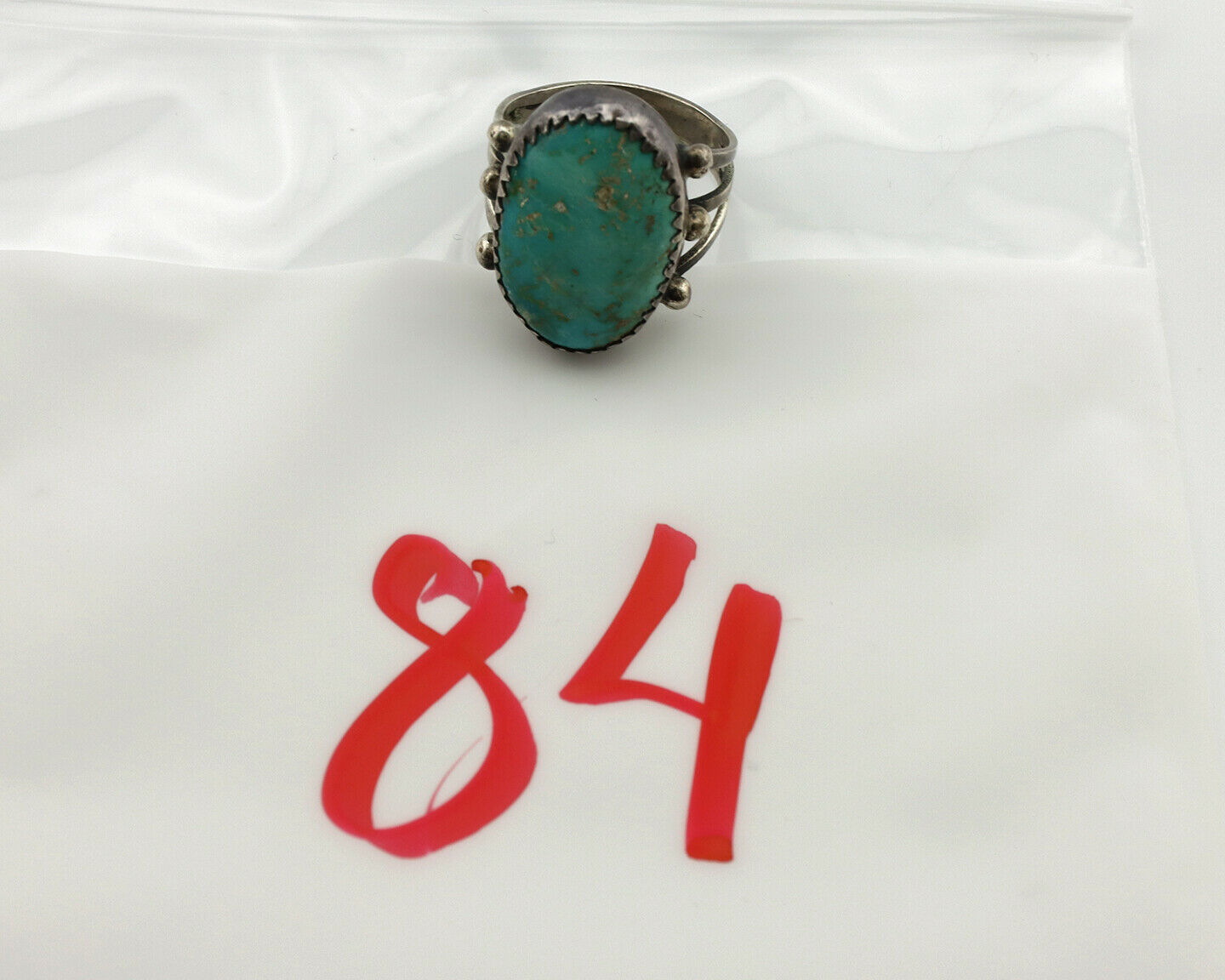 Navajo Ring .925 Silver Blue Turquoise Native American Artist C.1980's
