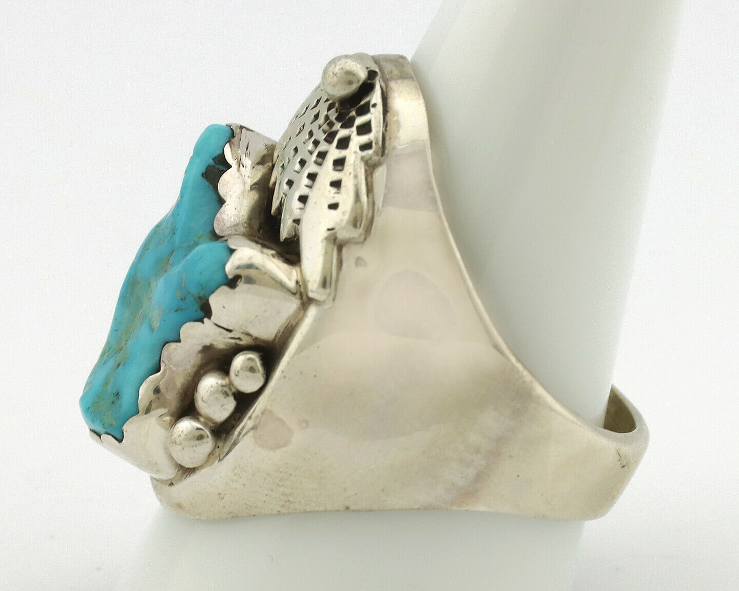 Zuni Ring .925 Silver Sleeping Beauty Turquoise Artist EBY C.80's