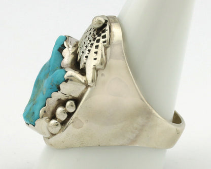 Zuni Ring .925 Silver Sleeping Beauty Turquoise Artist EBY C.80's