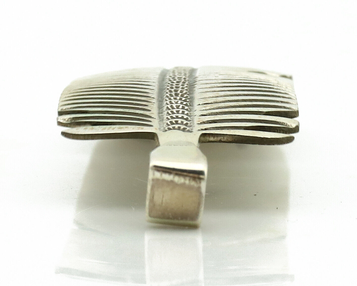 Navajo Hair Clip Barrette 925 Silver Hand Stamped Native Artist Signed BD C.80's