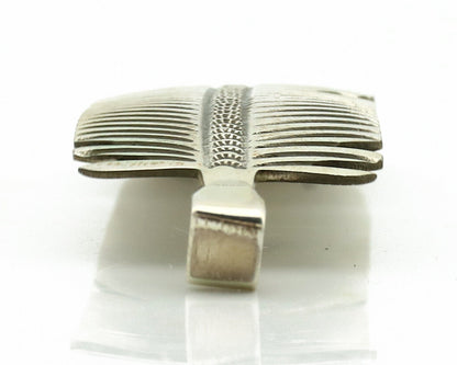 Navajo Hair Clip Barrette 925 Silver Hand Stamped Native Artist Signed BD C.80's